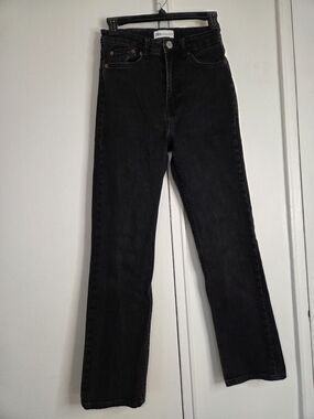 Zara Black Straight Leg High-Rise Jeans